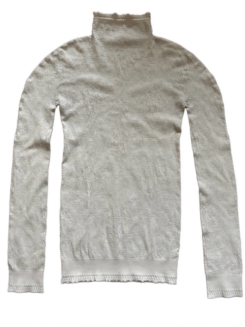 Free People Lace Layering Turtleneck Top White Sheer Long Sleeve Size M